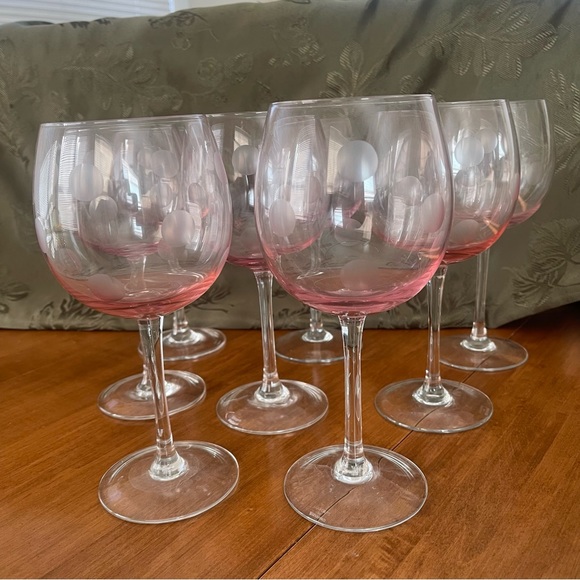 Waterford Other - Set of 8 Waterford Marquis Pink Polka Dot Wine Glasses 8 5/8”